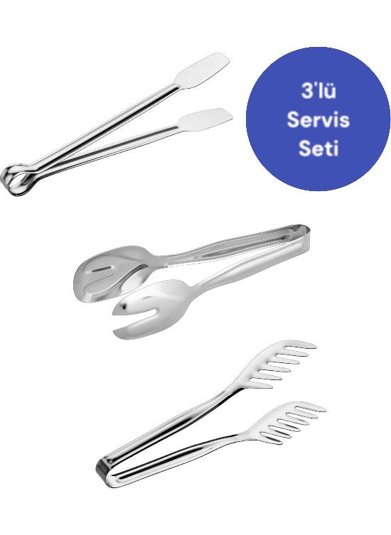 Emir Çelik Emir Steel Kitchen Serving Tongs Set  - Image 1