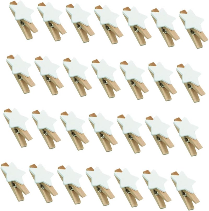 FUOYLOO 100pcs Wooden Photo Clamps Star Shape Decorative Message Clips for Home Party Memo Display Craft Clothespins for Photos and Cards - Image 1