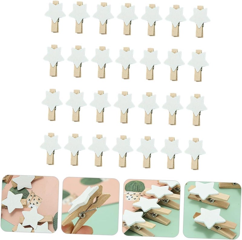 FUOYLOO 100pcs Wooden Photo Clamps Star Shape Decorative Message Clips for Home Party Memo Display Craft Clothespins for Photos and Cards - Image 5