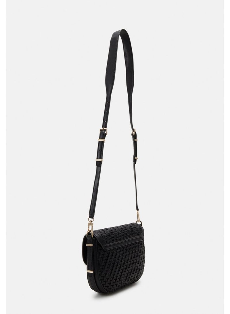 GUESS Guess Mirema Woven Top-Handle Bag Black - Image 4