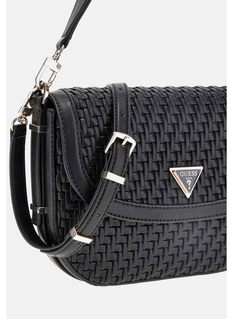 GUESS Guess Mirema Woven Top-Handle Bag Black - Image 2