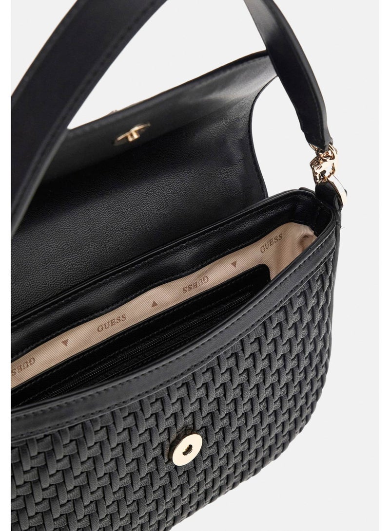 GUESS Guess Mirema Woven Top-Handle Bag Black - Image 5
