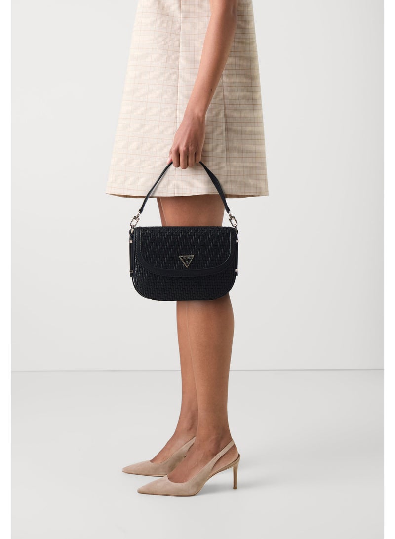 GUESS Guess Mirema Woven Top-Handle Bag Black - Image 3