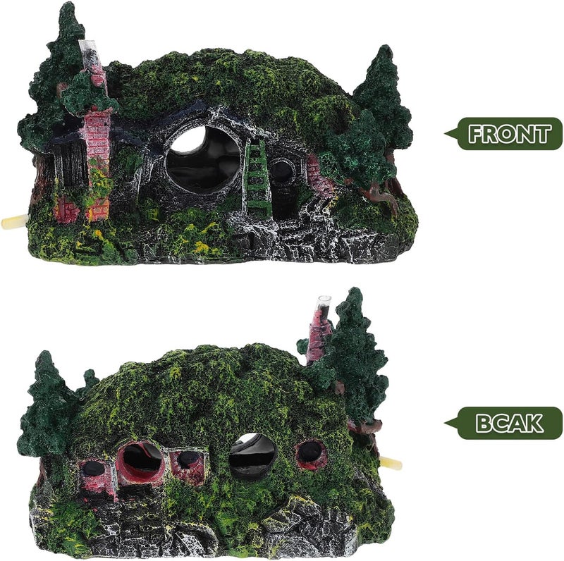 ibasenice Aquarium Fish Tank Castle Decor Resin Mini Hideout House Shelter Cave Ornament for Betta and Reptiles Small Fish Tank Landscaping - Image 3