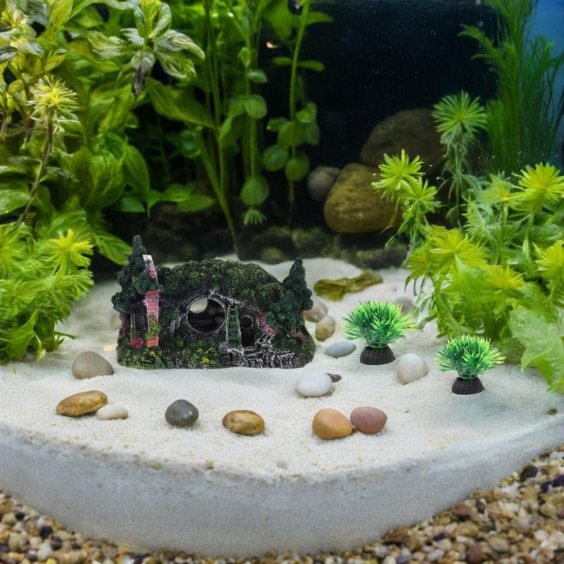 ibasenice Aquarium Fish Tank Castle Decor Resin Mini Hideout House Shelter Cave Ornament for Betta and Reptiles Small Fish Tank Landscaping - Image 5
