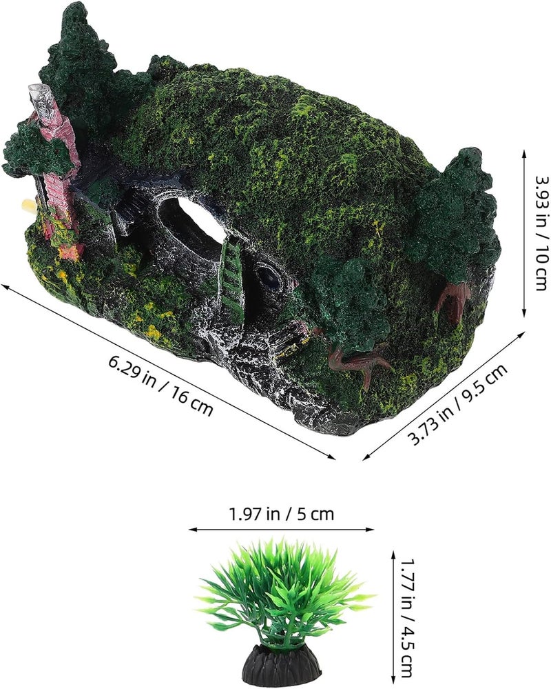ibasenice Aquarium Fish Tank Castle Decor Resin Mini Hideout House Shelter Cave Ornament for Betta and Reptiles Small Fish Tank Landscaping - Image 2