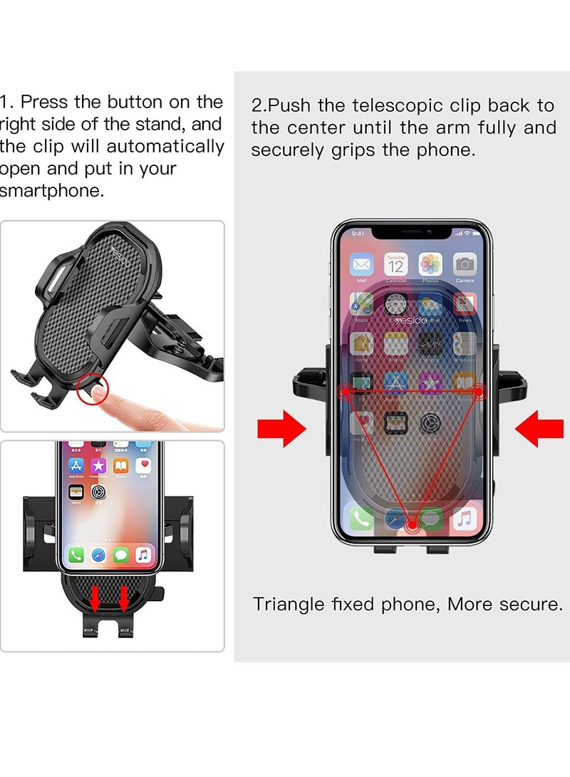 YESIDO Universal Air Vent CD Slot Car Cell Phone Holder Compatible with iPhone 12/11Pro/Xs MAX/XR/8, Galaxy S20/S10+/S9 - Image 3