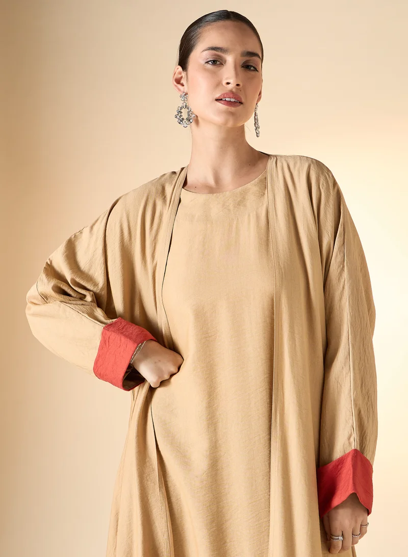 Hadiyath Al Madinah Colorblock Abaya Set 3-Piece - HM