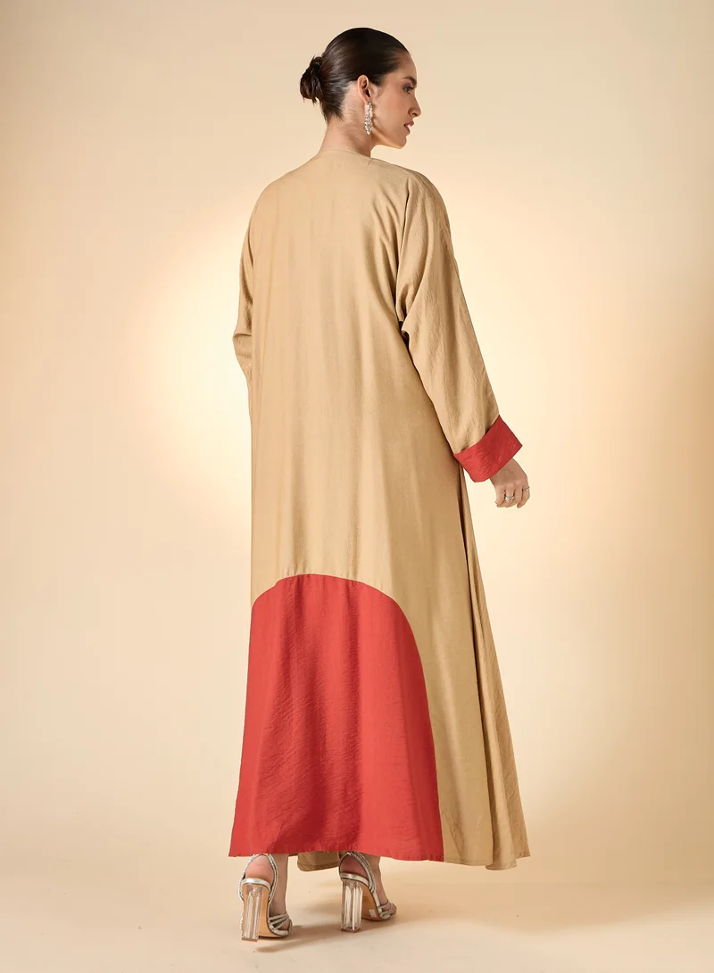 Hadiyath Al Madinah Colorblock Abaya Set 3-Piece - HM