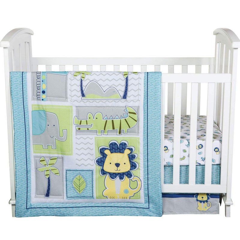 Trend Lab Jungle Roar Breathable 4-Piece Baby Nursery Crib Bedding Set, Includes Quilt, 2 Fitted Crib Sheets, and Crib Skirt - Image 1