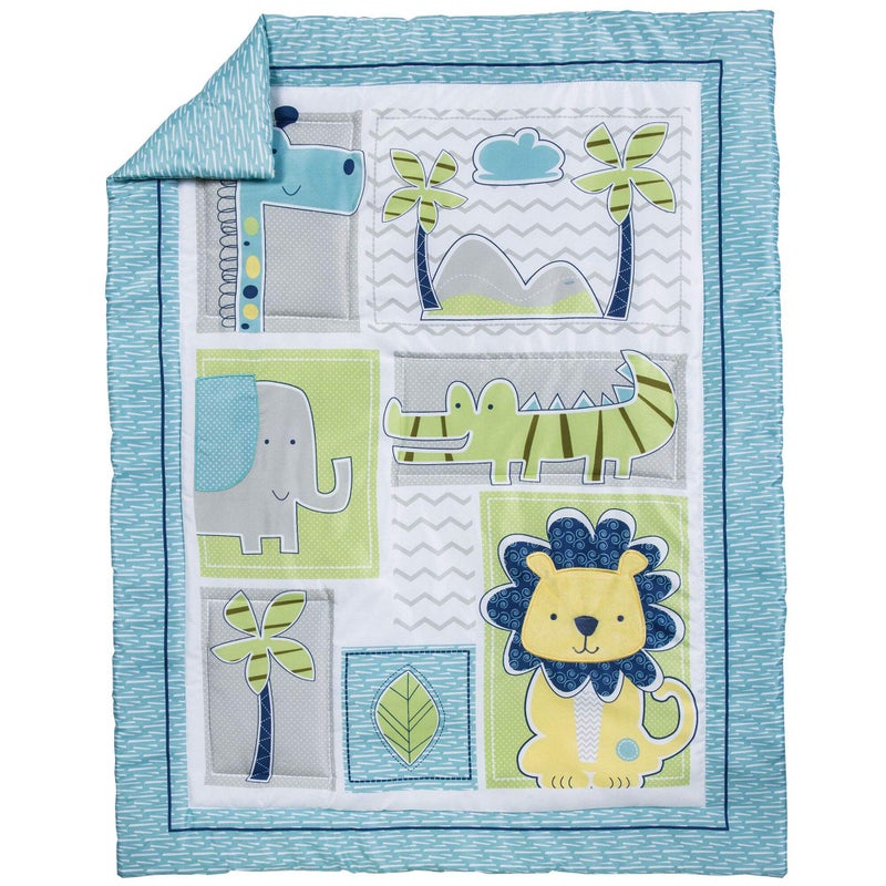 Trend Lab Jungle Roar Breathable 4-Piece Baby Nursery Crib Bedding Set, Includes Quilt, 2 Fitted Crib Sheets, and Crib Skirt - Image 3