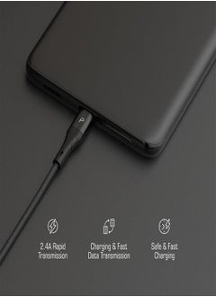 Pawa Nylon Braided 3A Data & Quick Charging Type-C Cable 1.2m/4ft - Black  - Image 5