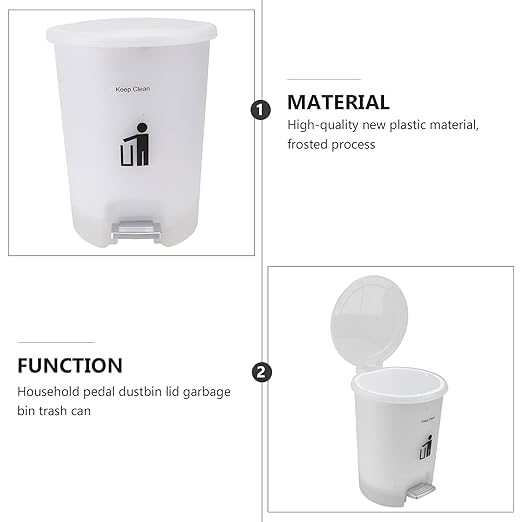 BLURISM Bathroom Bin with Lid Bedroom Bin with Lid Small Pedal Bin Small Bin for Bedroom White Bathroom Bin Sanitary Bin Bedroom Rubbish Bin Toilet Bin Waste Bin for Bedroom - Image 3