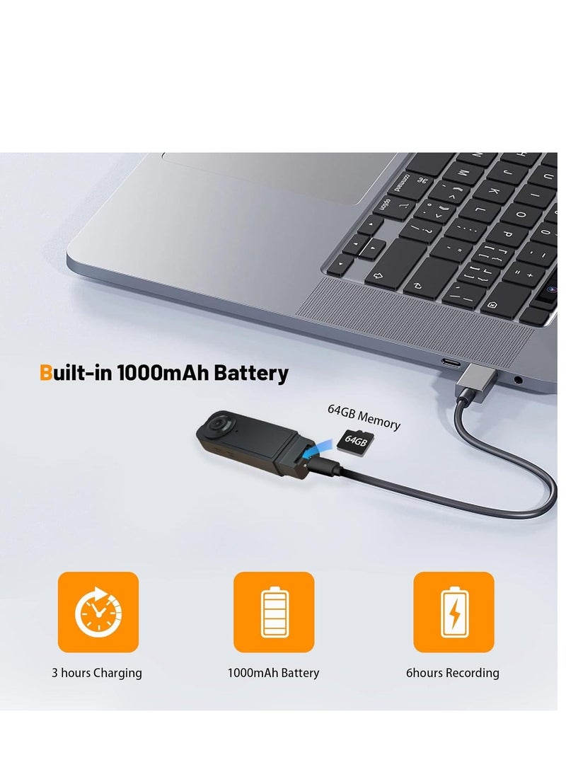 Mini Body Camera 1080P Full HD Mini Camera Body Wear Camera Bike Cameras Cycling Video Recorder Portable Pocket Body Cams with Back Clip Video Audio Recording Motion Activated - Image 5