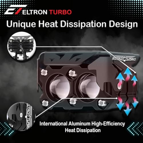 Eltron Turbo 1 Year Imported Warranty Waterproof Super High Bright Dual Lens Fog Light Universal For All Motorcycle,Cars Projector Light White & Yellow Spot Beam (Pack Of 2, 12Volts DC Power 145Watts) - Image 3