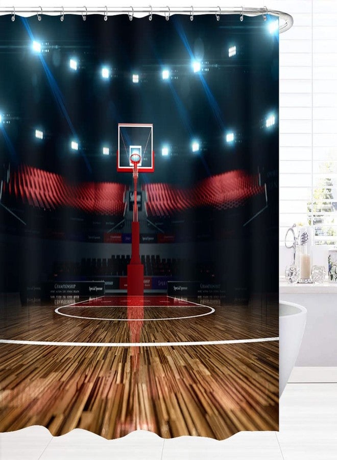 GOAOK Basketball Sports Shower Curtain for Bathroom,Professional Basketball Field Bath Curtain Arena Stadium Before Game Championship Sports Shower Curtain Set for Teen Men Decor 72X72 in - Image 3