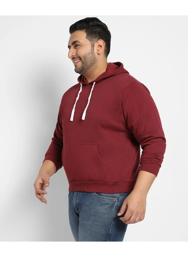 Instafab Plus Instafab Plus Men's Maroon Red Pullover Hoodie With Contrast Drawstring
