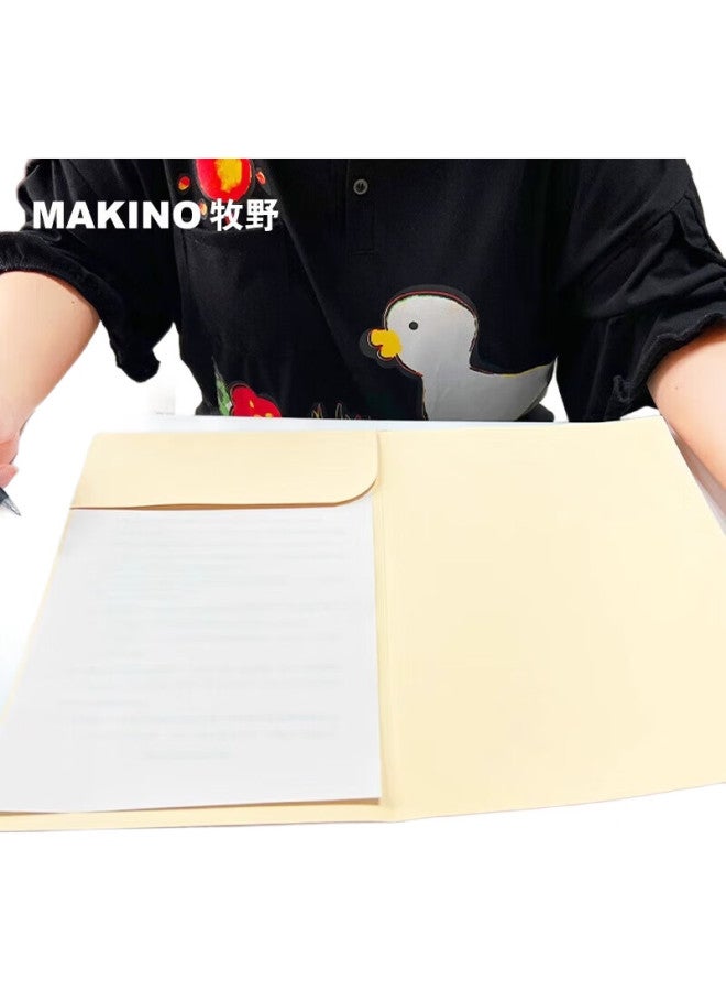 Makino Paper L-Shaped File Folder Single Page Clip Document Organizer Contract File Storage Information Booklet Storage Data Book Light Beige 10-Pack - Image 1