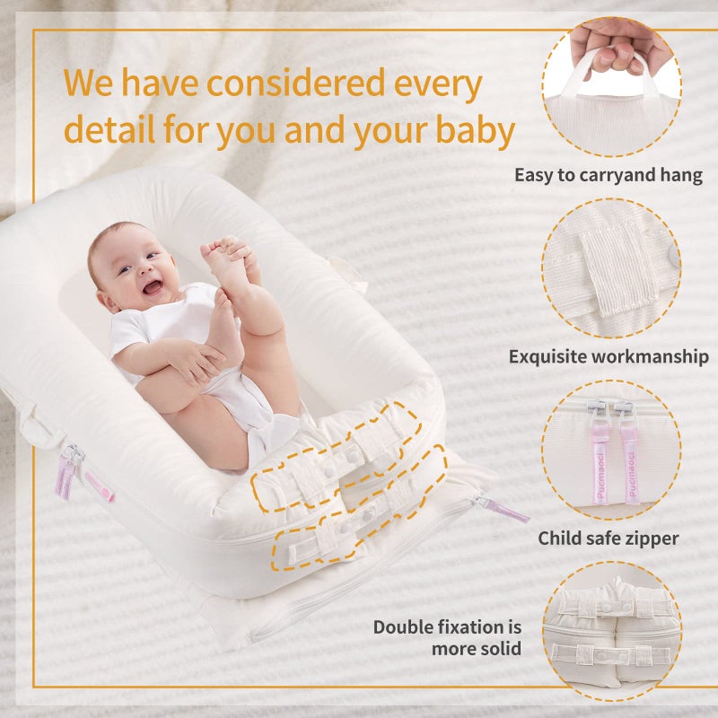 Pucmaoci Corduroy Baby Lounger Cover for Dockatot Deluxe + | 100% Cotton Hypoallergenic Newborn Premium Quality Spare Cover(Cover Only) (White) - Image 3