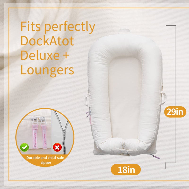 Pucmaoci Corduroy Baby Lounger Cover for Dockatot Deluxe + | 100% Cotton Hypoallergenic Newborn Premium Quality Spare Cover(Cover Only) (White) - Image 5