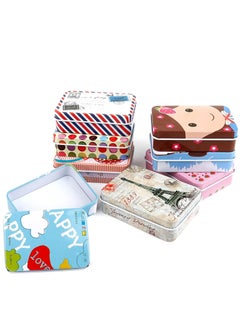 8 Piece Iron Storage Box, Small Metal Box Portable Empty Metal Box with Lid Vintage Rectangular Iron Box Tins Container Rectangular Hinged Containers Small Storage Kit Mini Portable Tin Box
