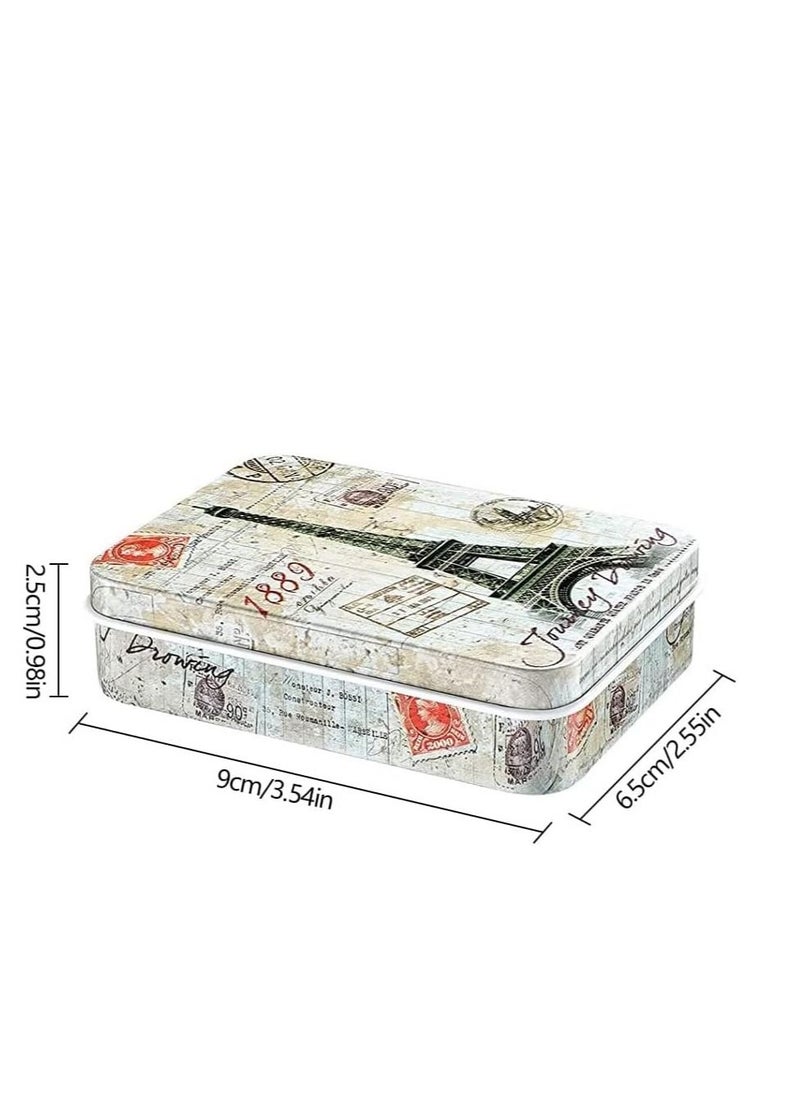 KASTWAVE - 8 Piece Iron Storage Box, Small Metal Box Portable Empty Metal Box with Lid Vintage Rectangular Iron Box Tins Container Rectangular Hinged Containers Small Storage Kit Mini Portable Tin Box - Image 1