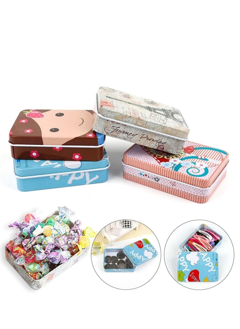 KASTWAVE - 8 Piece Iron Storage Box, Small Metal Box Portable Empty Metal Box with Lid Vintage Rectangular Iron Box Tins Container Rectangular Hinged Containers Small Storage Kit Mini Portable Tin Box - Image 1