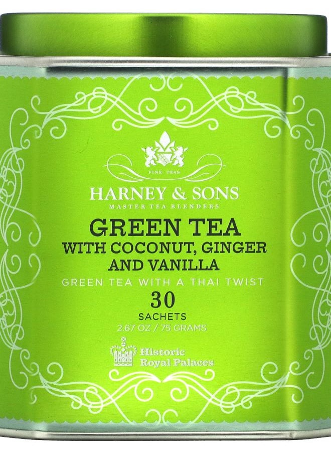 Green Tea with Coconut Ginger and Vanilla 30 Sachets 2.67 oz (75 g) - pzsku/ZC634225F9E6BEFE4F181Z/45/_/1729076962/34e06bba-8624-45ba-a971-9c2851da3bec