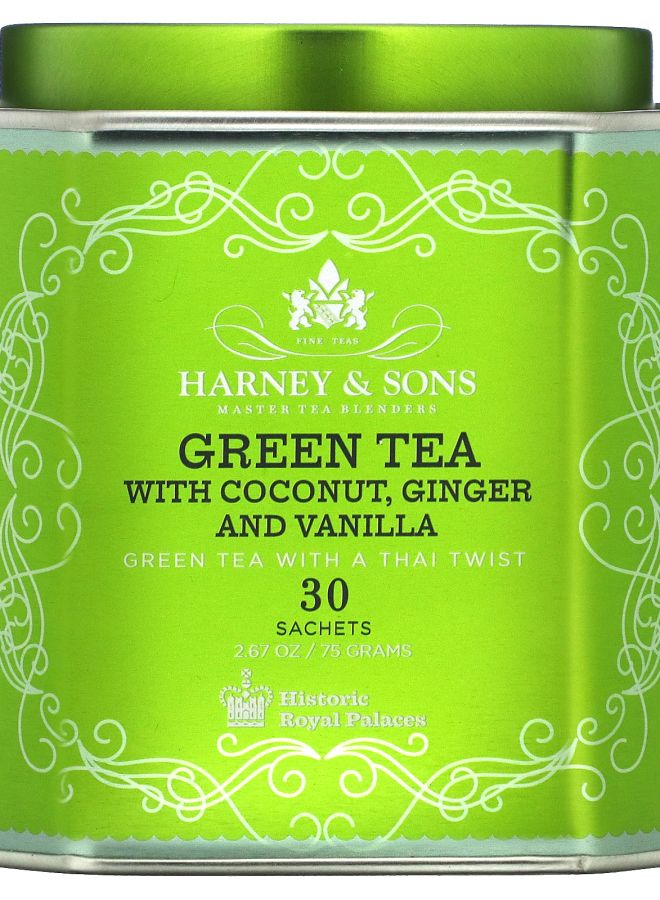 Green Tea with Coconut Ginger and Vanilla 30 Sachets 2.67 oz (75 g)