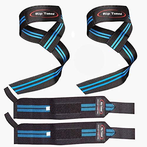 Rip Toned Lifting Straps + 13-inch Wrist Wraps Bundle (1 Pair of Each) for Weightlifting, Workout, Gym, Powerlifting, Bodybuilding - Image 1