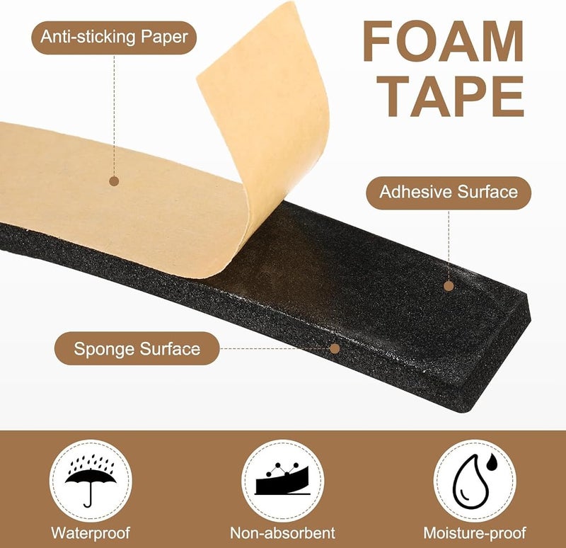 PATIKIL Foam Insulation Tape, 2Pcs 20mm W x 10mm t x 10 Meter Self Adhesive Weather Stripping Door Seal Strip for Door Window Air Conditioning, Black - Image 5
