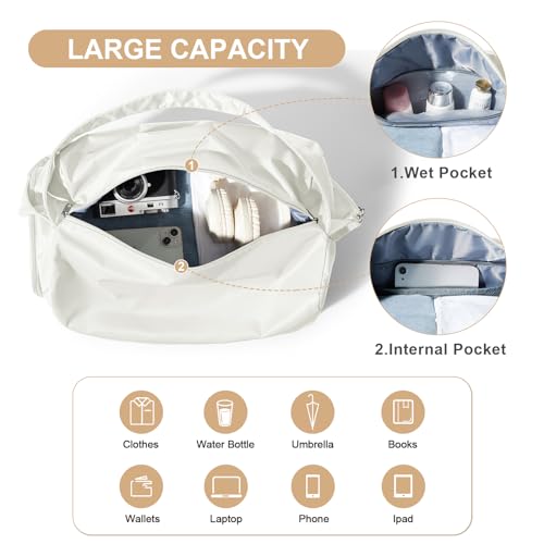 wassdins Large Gym Bag with Shoe Compartment, Workout Sport Duffle Bag for Women Travel, Waterproof Shoulder Overnight Bags Lightweight Carry on Tote Bags for Swim, Yoga, Dance - Image 3