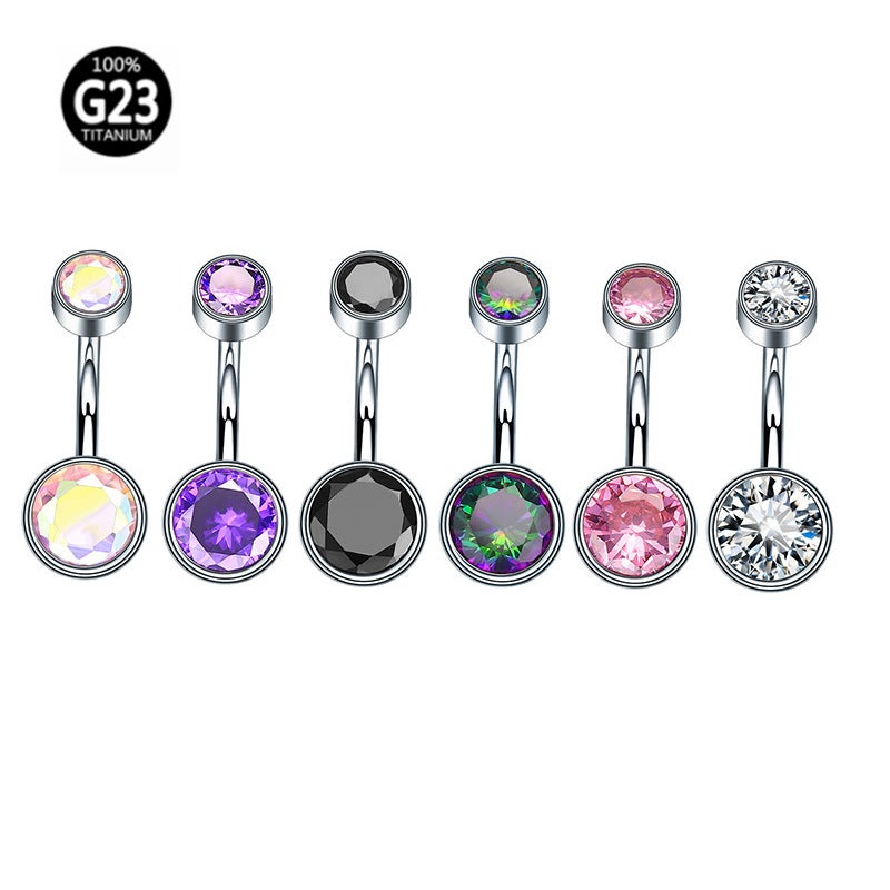 G23 Titanium 5A Zircon Navel Earrings 1.6*8/10Mm Piercing Jewelry Thread High Fashion - Image 2