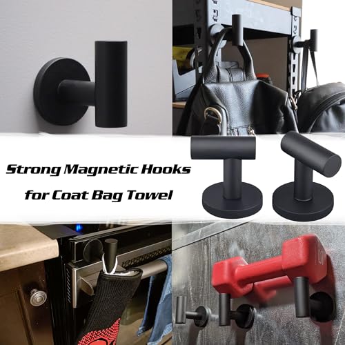 ULIBERMAGNET Strong Magnetic Coat Hooks,Heavy Duty Rubber Coated Magnets Hook for Metal,Door,Grill,Refrigerator, Locker,Neodymium Magnet Hook for Towel,Coat,Bag,Umbrella - Image 3