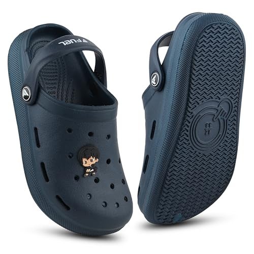 FUEL Clogs for Kids, Dailywear Comfortable, Lightweight Anti Skid Clogs Slipper for 4-10 Years Boys/Girls (Navy, 11) - Image 1