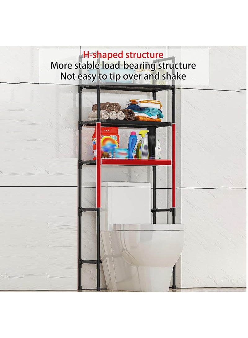 Arabest 3-Tier Over The Toilet Storage, Drill-Free Toilet Floor Storage Rack,Freestanding Above Over Toilet Bathroom Organizer, Space Saver, Metal Toilet Storage Shelf (Color : Black, Size : 47 * 25 * 155cm) - Image 4