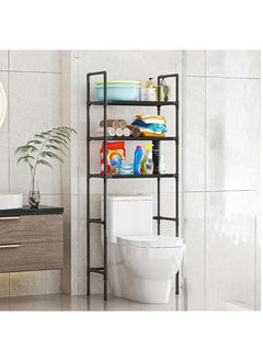 Arabest 3-Tier Over The Toilet Storage, Drill-Free Toilet Floor Storage Rack,Freestanding Above Over Toilet Bathroom Organizer, Space Saver, Metal Toilet Storage Shelf (Color : Black, Size : 47 * 25 * 155cm)  - Image 1