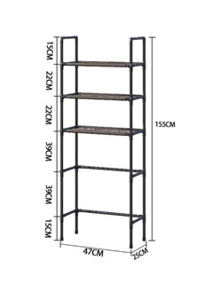 Arabest 3-Tier Over The Toilet Storage, Drill-Free Toilet Floor Storage Rack,Freestanding Above Over Toilet Bathroom Organizer, Space Saver, Metal Toilet Storage Shelf (Color : Black, Size : 47 * 25 * 155cm)  - Image 2