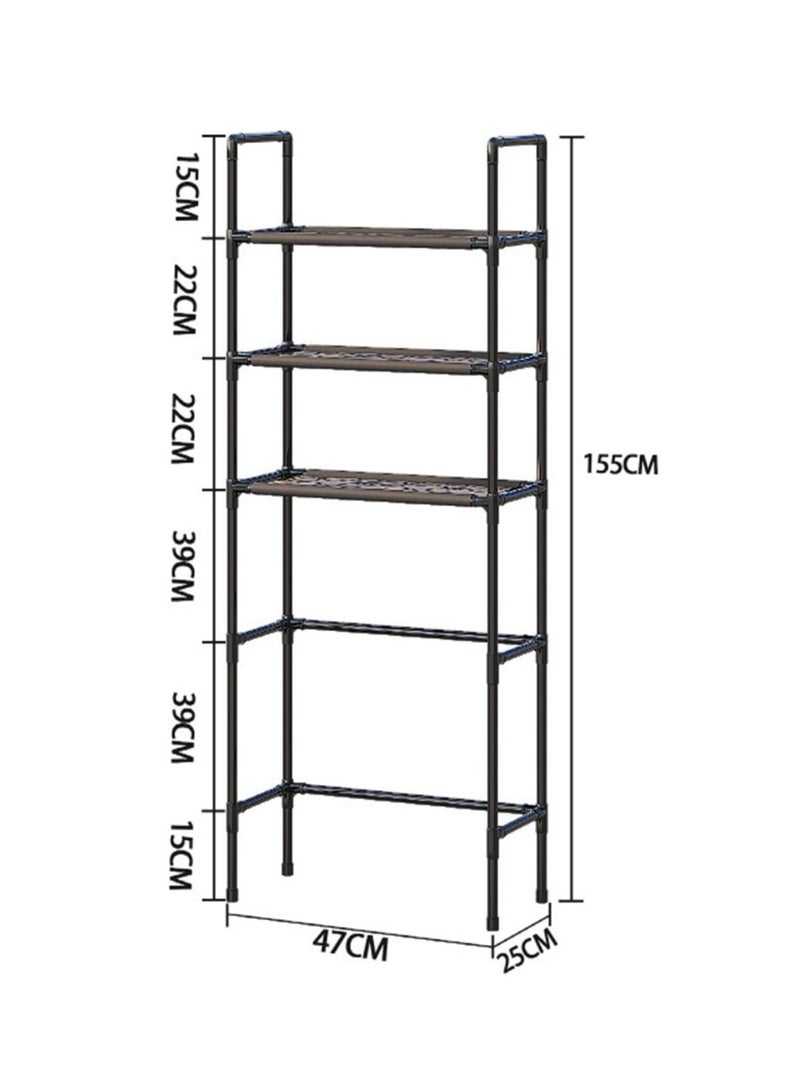 Arabest 3-Tier Over The Toilet Storage, Drill-Free Toilet Floor Storage Rack,Freestanding Above Over Toilet Bathroom Organizer, Space Saver, Metal Toilet Storage Shelf (Color : Black, Size : 47 * 25 * 155cm) - Image 2