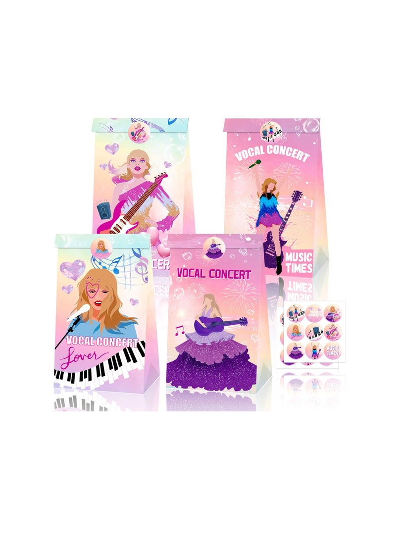 Excefore 24 Pcs Gift Bags for Taylor, Party Candy Bags with 36 Stickers Included, Party Decorations, Birthday Party Bags, Singer Theme Birthday Party Supplies, Wedding Bridal Shower - Image 1