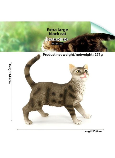 Children's Simulation Animal Model Pet Cat Black And White Cat Persian Cat Siamese Cat Yin And Yang Eye Cat Cognitive Toy Ornaments-Color:PL127-1100 Oversized Black Cat
