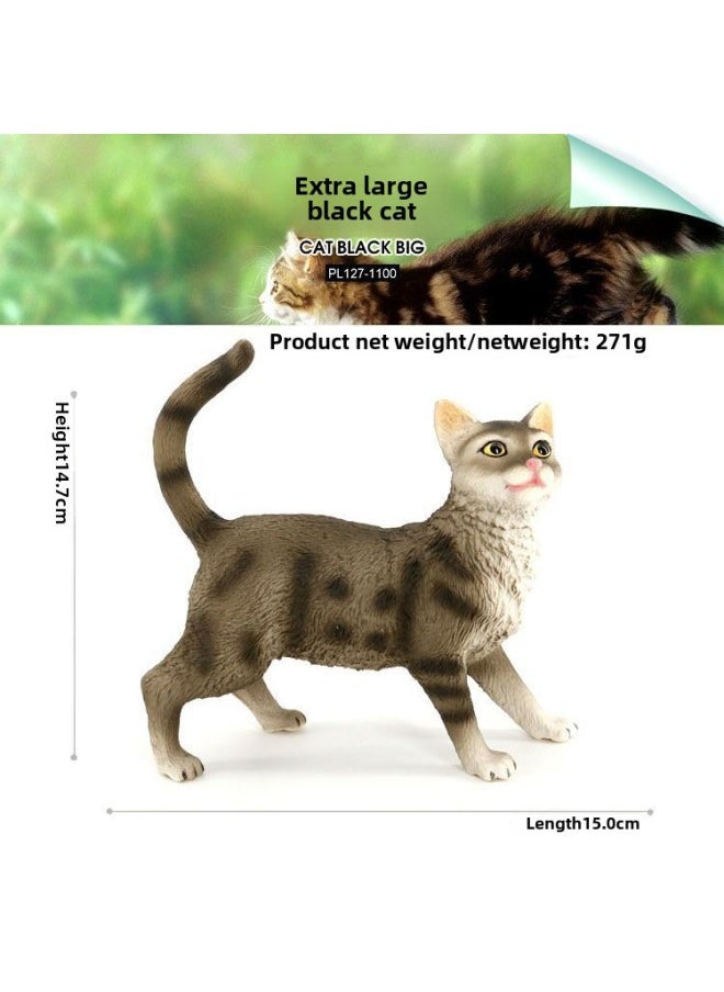 Children's Simulation Animal Model Pet Cat Black And White Cat Persian Cat Siamese Cat Yin And Yang Eye Cat Cognitive Toy Ornaments-Color:PL127-1100 Oversized Black Cat