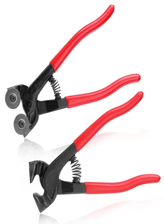 طقم قواطع بلاط زجاجي من ليونتول، قطعتان، قواطع فسيفساء زجاجية بعجلات متينة، وقواطع بلاط سيراميك بمقبض مريح من البولي فينيل كلوريد، أداة يدوية لقواطع بلاط السيراميك لبلاط الفسيفساء الزجاجي الملون والسيراميك - Image 1