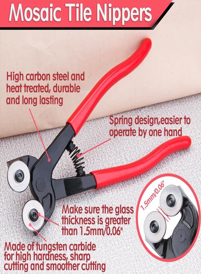 طقم قواطع بلاط زجاجي من ليونتول، قطعتان، قواطع فسيفساء زجاجية بعجلات متينة، وقواطع بلاط سيراميك بمقبض مريح من البولي فينيل كلوريد، أداة يدوية لقواطع بلاط السيراميك لبلاط الفسيفساء الزجاجي الملون والسيراميك - Image 3