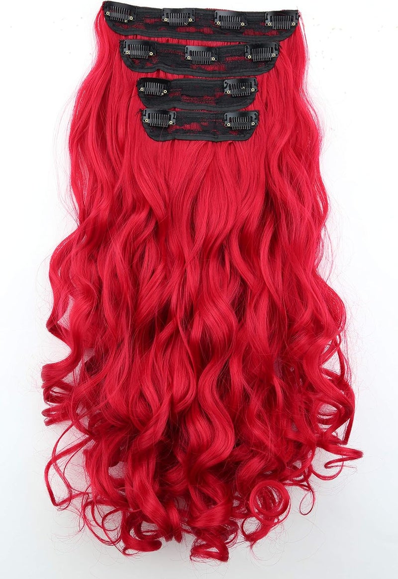 CAISHA XXL 24 4 pcs Full Head Set Clip in Hair Extensions Hairpiece HeatResisting Red CES3081