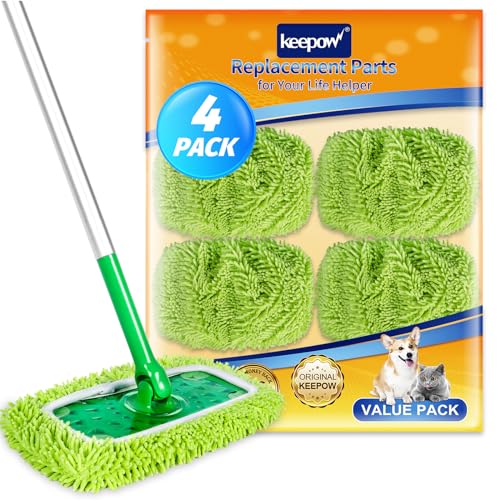 KEEPOW Reusable Mop Pads Compatible with Swiffer Sweeper Mop, Microfiber Dry Sweeping Cloths, Washable Wet Pads Refills Mopping Cloth Refills for Hardwood Floor Cleaning, 4 Pack - Image 1