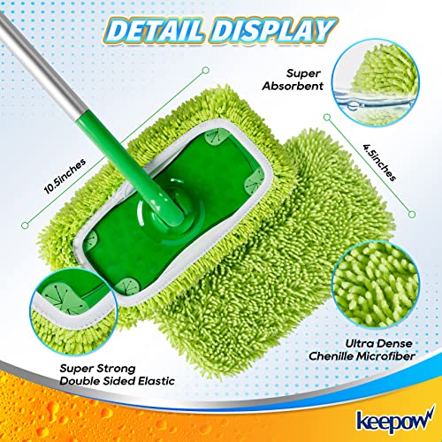 KEEPOW Reusable Mop Pads Compatible with Swiffer Sweeper Mop, Microfiber Dry Sweeping Cloths, Washable Wet Pads Refills Mopping Cloth Refills for Hardwood Floor Cleaning, 4 Pack - Image 3