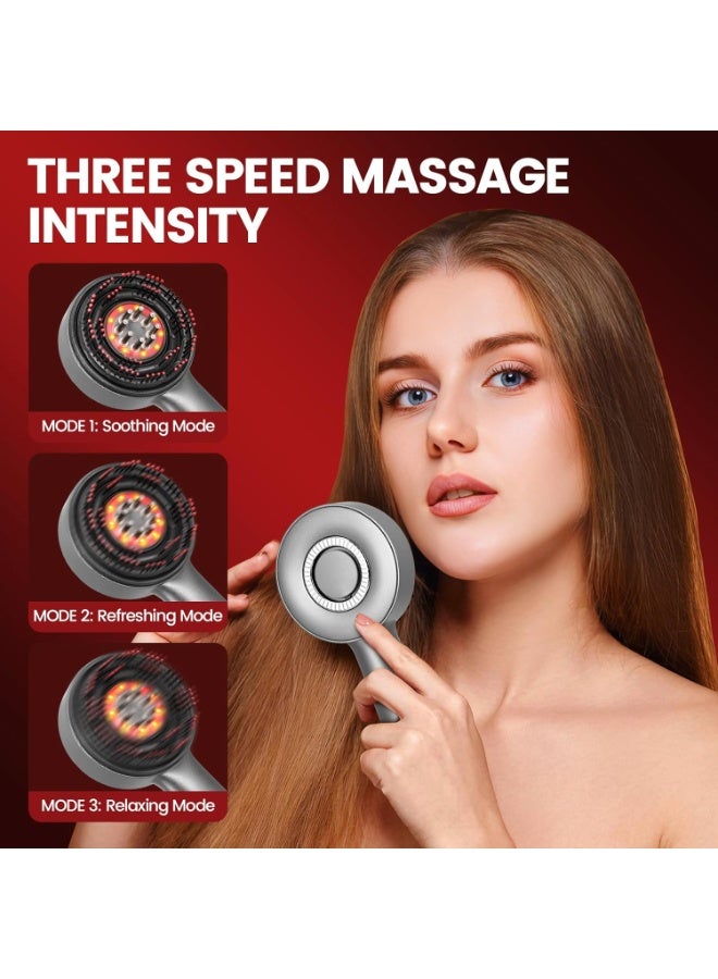 3 in 1 Electric Scalp Massaging Brush with IPX7 Waterproof,Cordless Red Light Hair Massager,Scalp Massage Comb,Hair Oil Applicator,Massager for Stimulates Hair Growth (Gray) - Image 2
