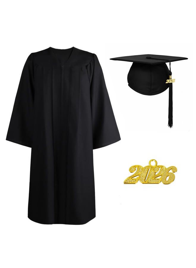 Misscom Unisex Adult Matte Graduation Gown Cap Tassel Set 2025 for High School and Bachelor, Black, 60 - Image 2