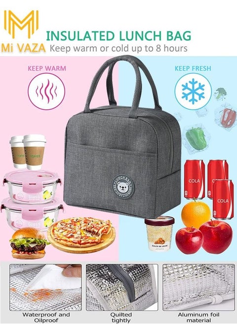 Insulated Lunch Bag - Large Capacity Polyester Handbag - Leakproof Cooler Bag - Reusable Lunch Box for Student, Men, Women, Outdoor, Office, Picnic